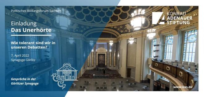 Bildtitel: – ANZEIGE –Veranstaltung der Konrad Adenauer Stiftung im Kulturforum Synagoge Görlitz Bild zu – ANZEIGE –Veranstaltung der Konrad Adenauer Stiftung im Kulturforum Synagoge Görlitz