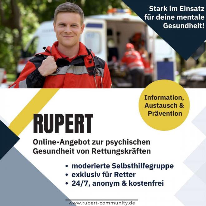 Bildtitel: RUPERT schließt eine Lücke: Online-Service für die psychische Gesundheit von Rettungskräften Bild zu RUPERT schließt eine Lücke: Online-Service für die psychische Gesundheit von Rettungskräften