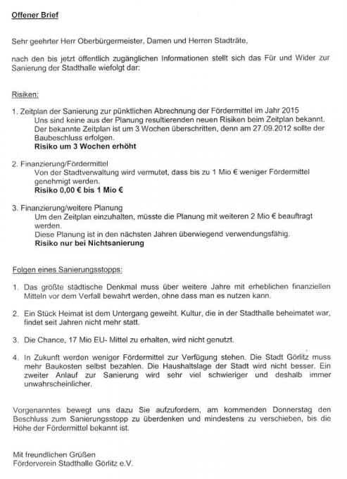 Bild zu Sanierungsstopp fr die Stadthalle Grlitz
