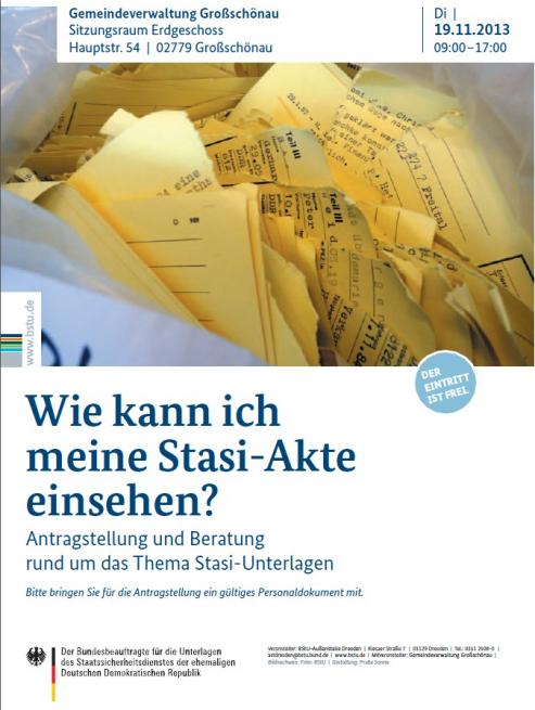 Bild zu Beratungstag zu Stasi-Unterlagen in Groschnau